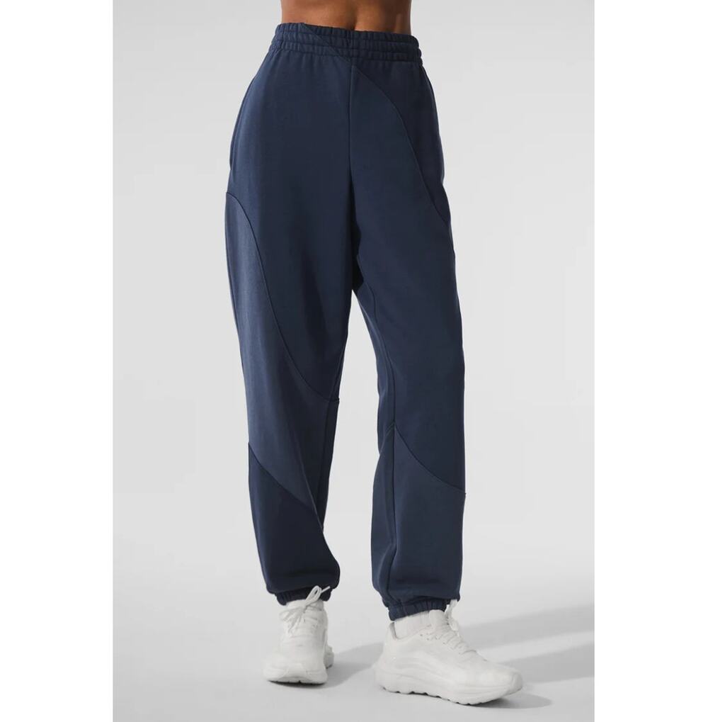 Alo Yoga Make Waves Sweatpants Navy Tonal Athleisure Sports Lounge Active Sz XXS